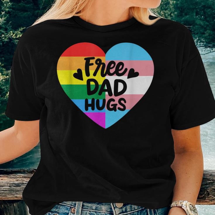 Free Dad Hugs Gay Pride Lgbt Transgender Rainbow Flag Women T-shirt Gifts for Her