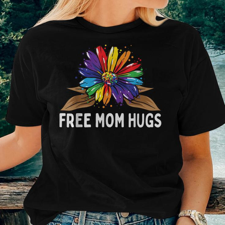 Free Mom Hugs Gay Pride Lgbt Rainbow Sunflower Flower Hippie Women T-shirt Gifts for Her