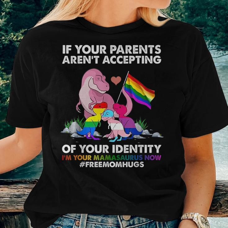 Free Mom Hugs Mamasaurus DinosaurRex Ally Rainbow Lgbt Women T-shirt Gifts for Her