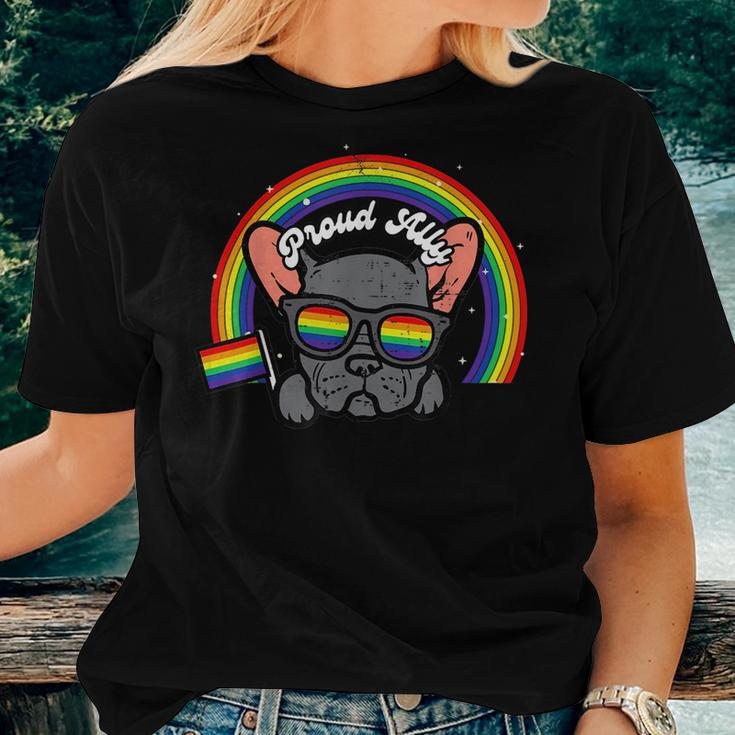 French Bulldog Frenchie Lgbtq Gay Pride Ally Rainbow Flag Women T-shirt Gifts for Her