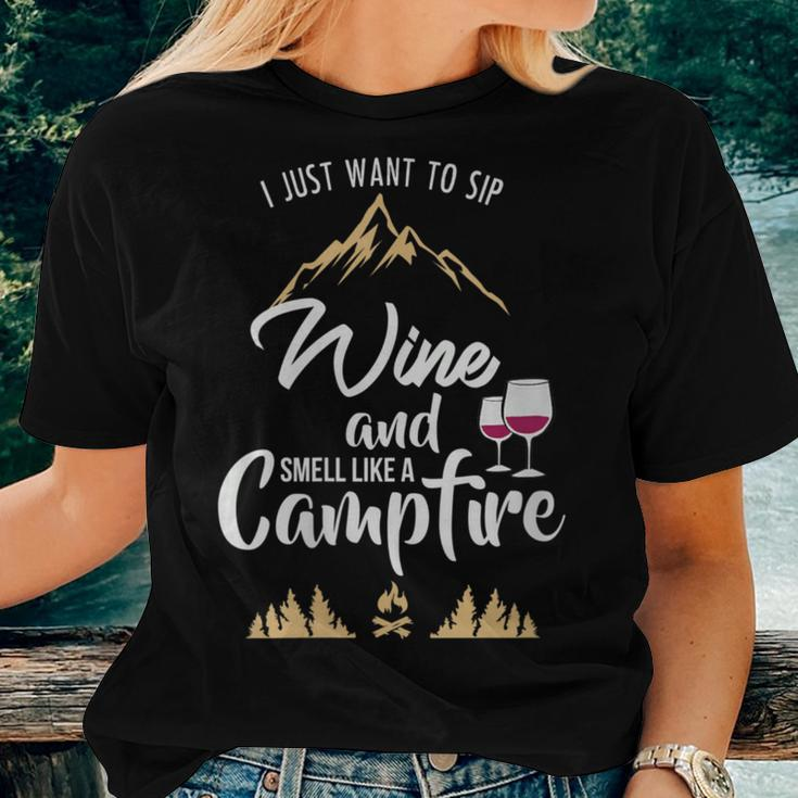 Camping For Wine Lovers Women's Campfire Women T-shirt Gifts for Her