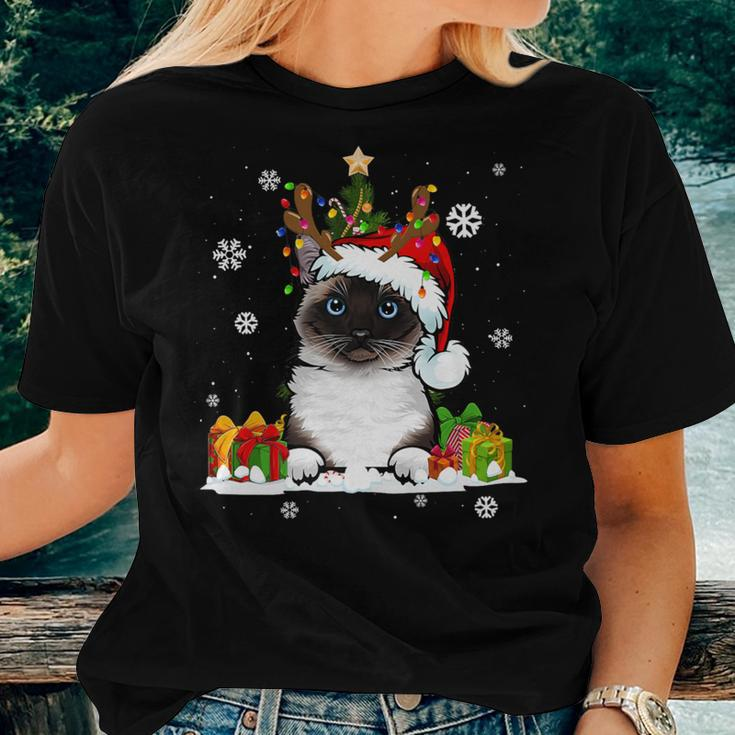 Cat Lover Cute Birman Santa Hat Ugly Christmas Sweater Women T-shirt Gifts for Her