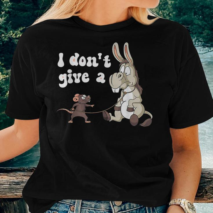 Mouse Walking A Donkey I Don't Give Rats ASs Mouse Women T-shirt Gifts for Her