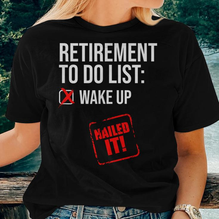 Funny Retirement To Do List Nailed It Retired Retiree Humor Women T-shirt Short Sleeve Graphic Gifts for Her