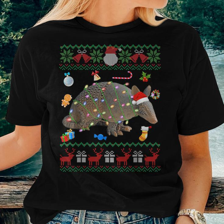 Ugly Xmas Sweater Animals Lights Christmas Armadillo Women T-shirt Gifts for Her