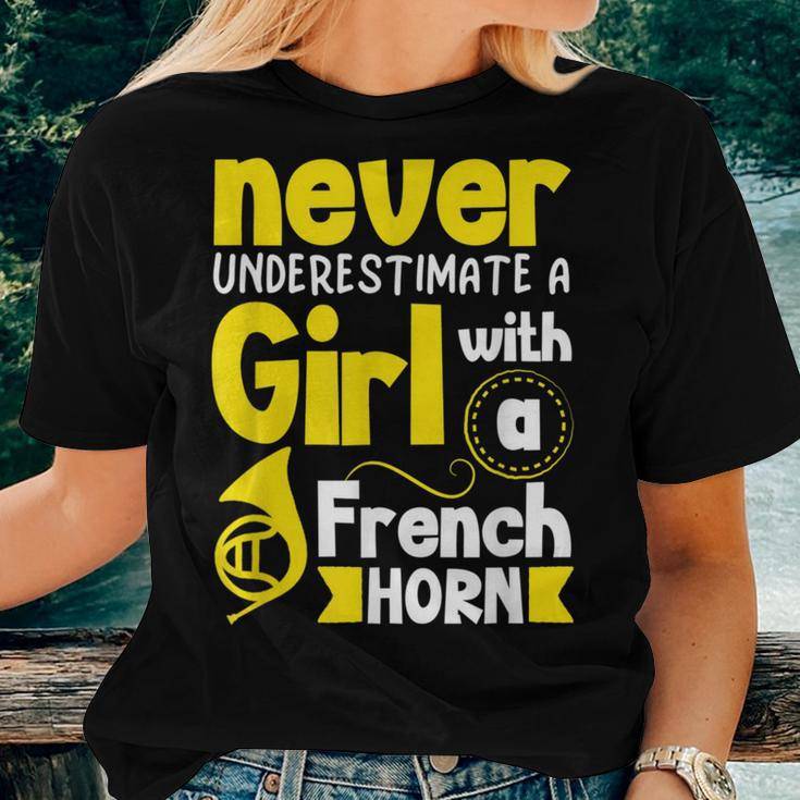 Never Underestimate A Girl With A French Horn Women T-shirt Gifts for Her