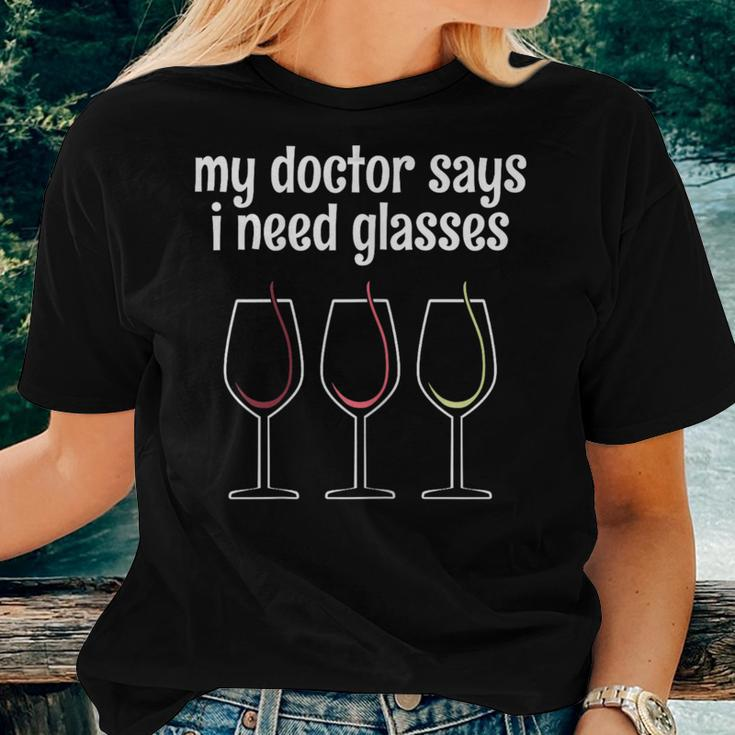 Womens Mixed Drink Martini Lover Tee My Doctor Says I Need Glasses