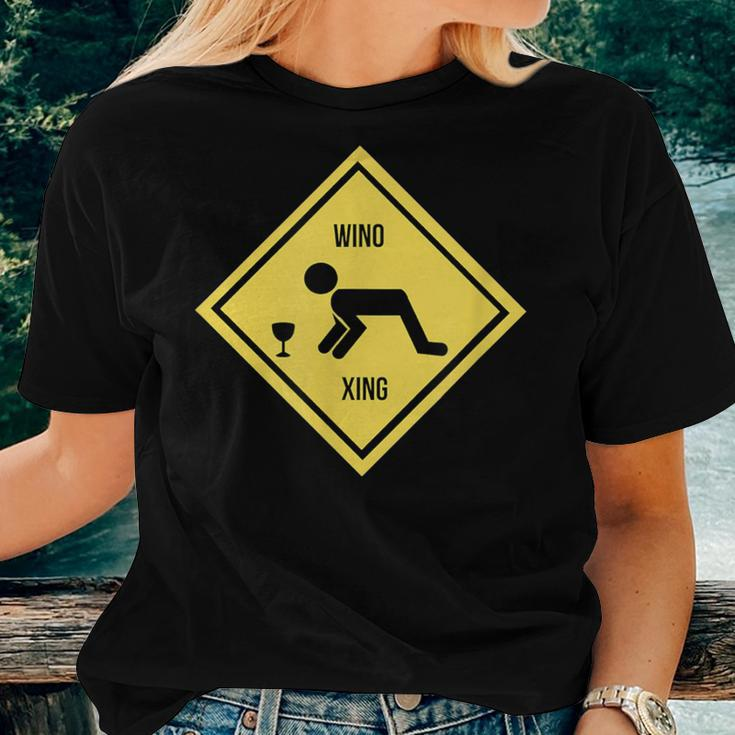 Wino Xing Sign Crossing Wine Lover Drinker Gag Women T-shirt Gifts for Her