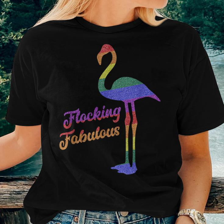 Gay Pride Rainbow Flamingo Lgbt PrideWomen T-shirt Gifts for Her