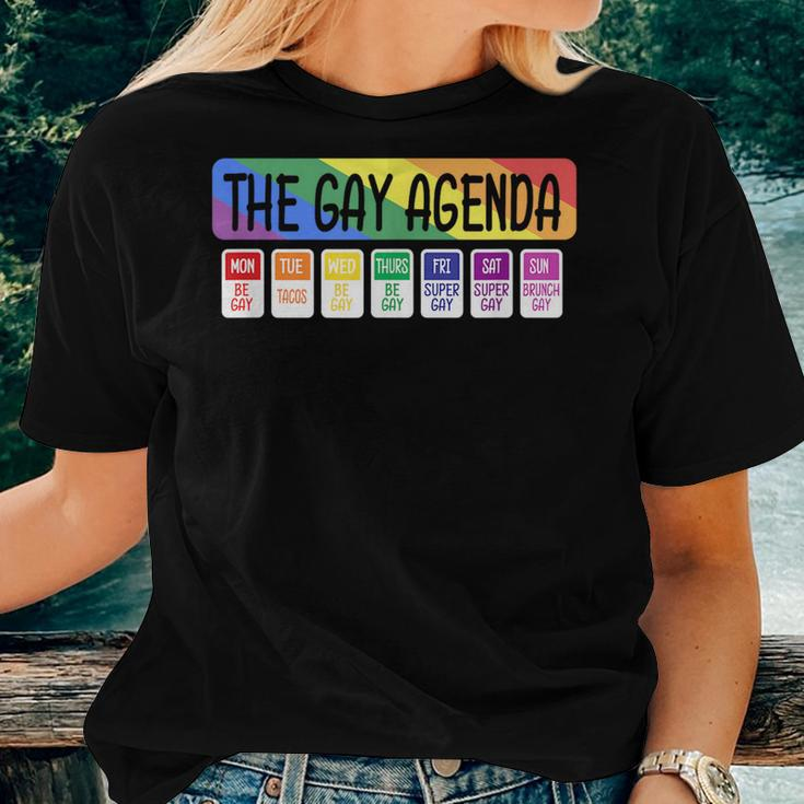 The Gay Weekly Agenda Lgbt Pride Rainbow Lesbian Pride Month s Women T-shirt Crewneck Gifts for Her