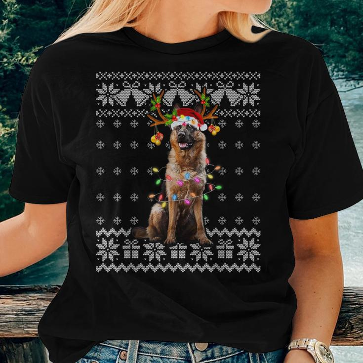 German Shepherd Christmas Reindeer Ugly Christmas Sweater Women T-shirt Gifts for Her