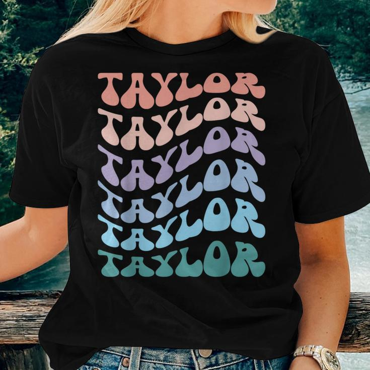 Girl Retro Groovy Taylor First Name Personalized Birthday Women T-shirt Gifts for Her