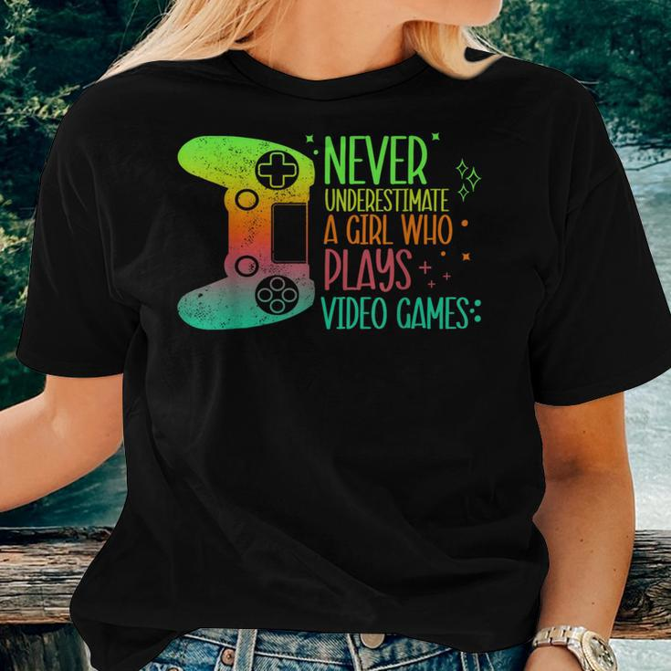 Girls Gamer Never Underestimate A Girl Who Plays Video Games Women T-shirt Gifts for Her