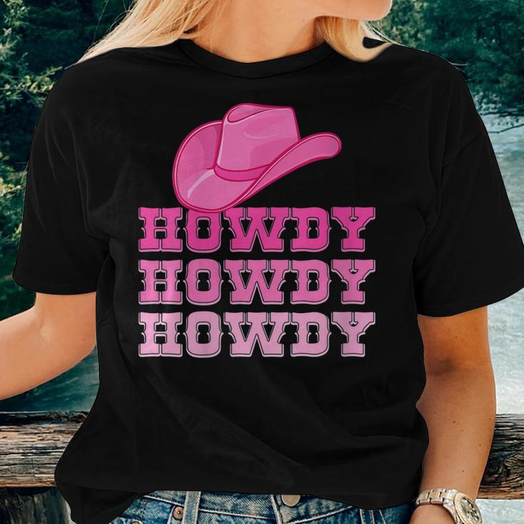 Girls Pink Howdy Cowgirl Western Country Rodeo Women T-shirt Gifts for Her