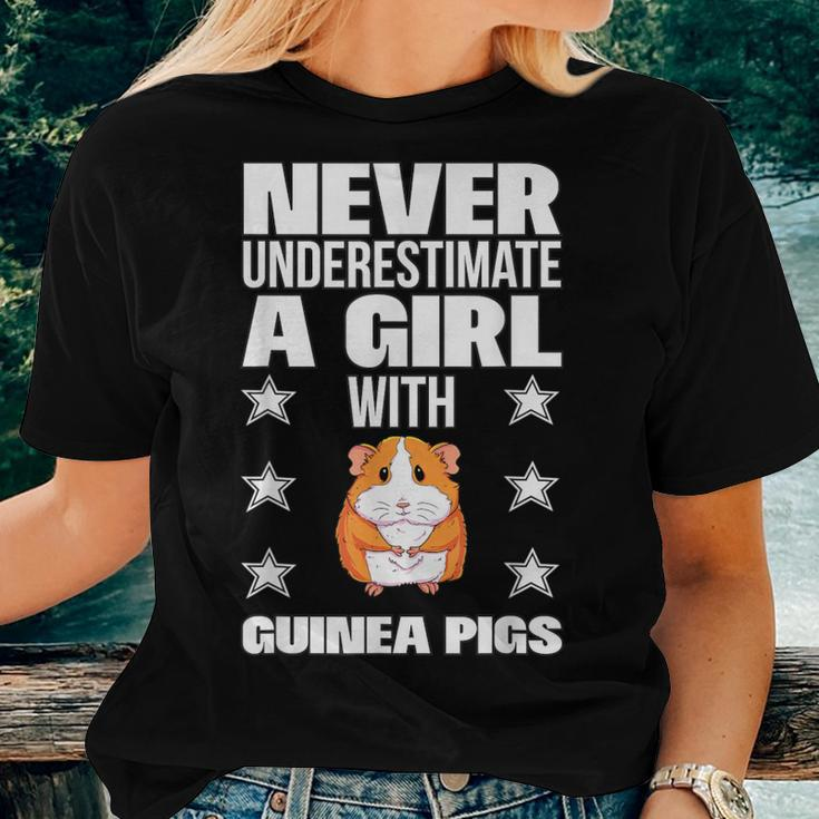 Girls Never Underestimate A Girl With Guinea Pigs Women T-shirt Gifts for Her