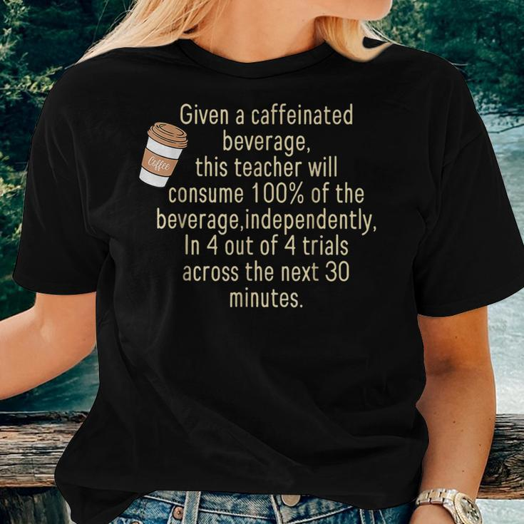 Given A Caffeinated Beverage This Teacher Will Consume Women T-shirt Gifts for Her
