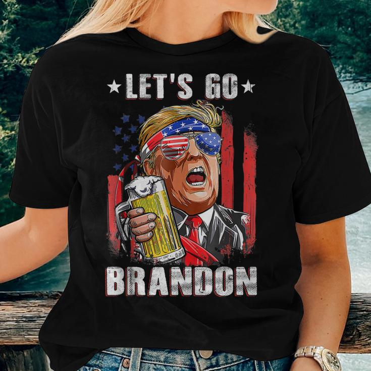 Lets Go Beer Brandon Happy 4Th Of July Trump Beer Women T-shirt Gifts for Her