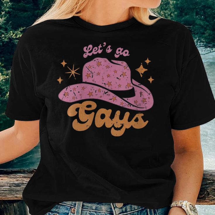Lets Go Gays Lgbt Pride Cowboy Hat Retro Gay Rights Ally Women T-shirt Gifts for Her