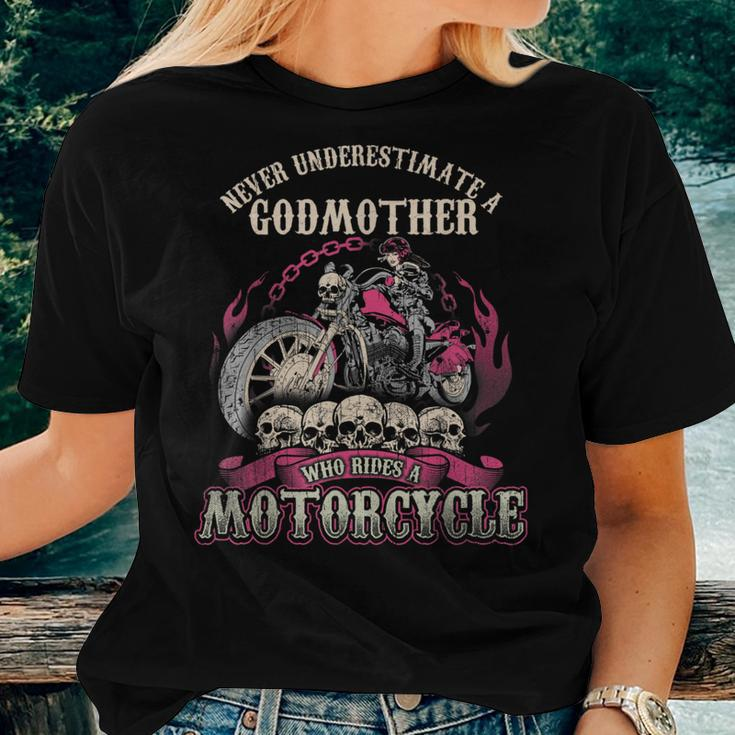 Godmother Biker Chick Never Underestimate Motorcycle Women T-shirt Gifts for Her