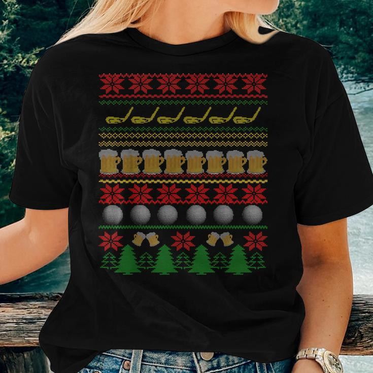 Golf And Beer Ugly Christmas Sweater Holiday Women T-shirt Gifts for Her