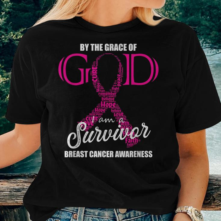 By The Grace Of God I Am A Breast Cancer Survivor Women T-shirt Gifts for Her