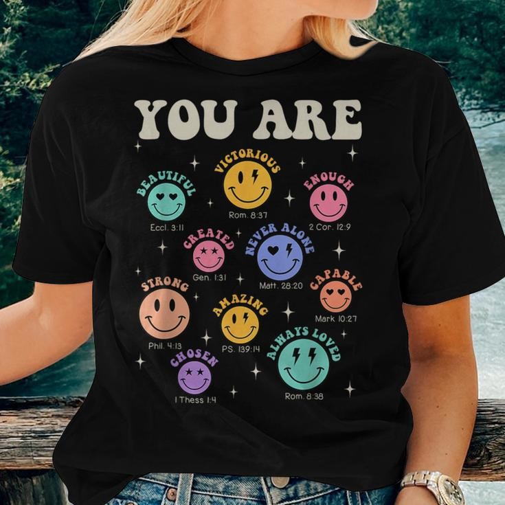 Groovy You Are Bible Verse Smile Face Religious Christian Women T-shirt Gifts for Her