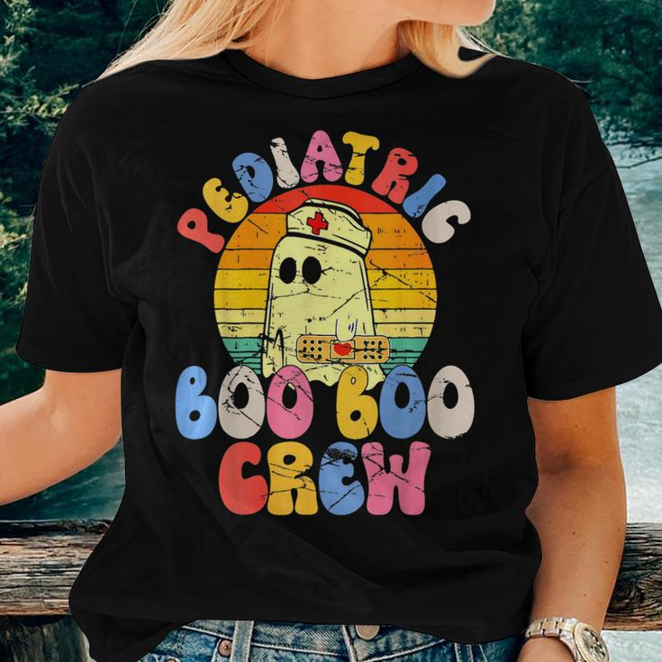 Groovy Ghost Halloween Pediatric Rn Nurse Boo Boo Crew Women T-shirt Gifts for Her