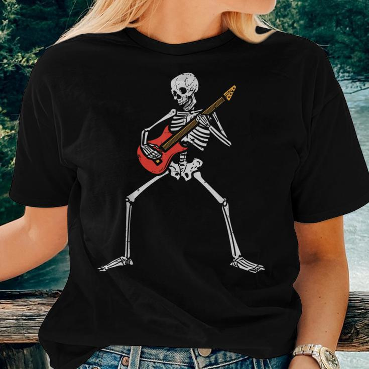 Halloween Skeleton Rocker Guitar Punk Rock Costume Women T-shirt Gifts for Her