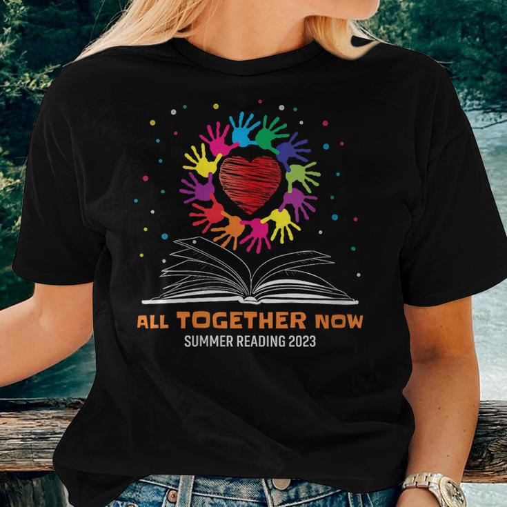 Handprints And Hearts All Together Now Summer Reading 2023 Women T-shirt Gifts for Her