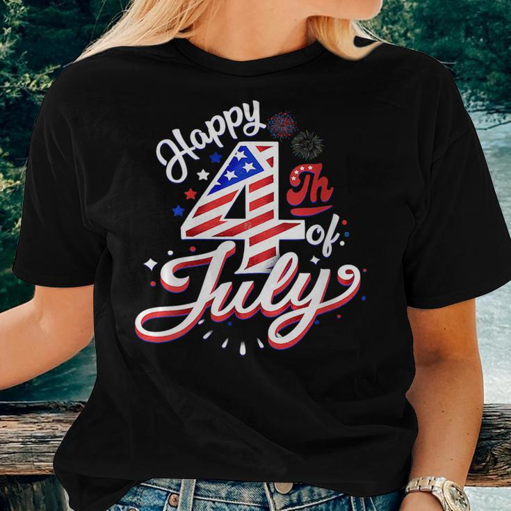 Happy 4Th Of July Patriotic American Us Flag 4Th Of July Women T-shirt Gifts for Her
