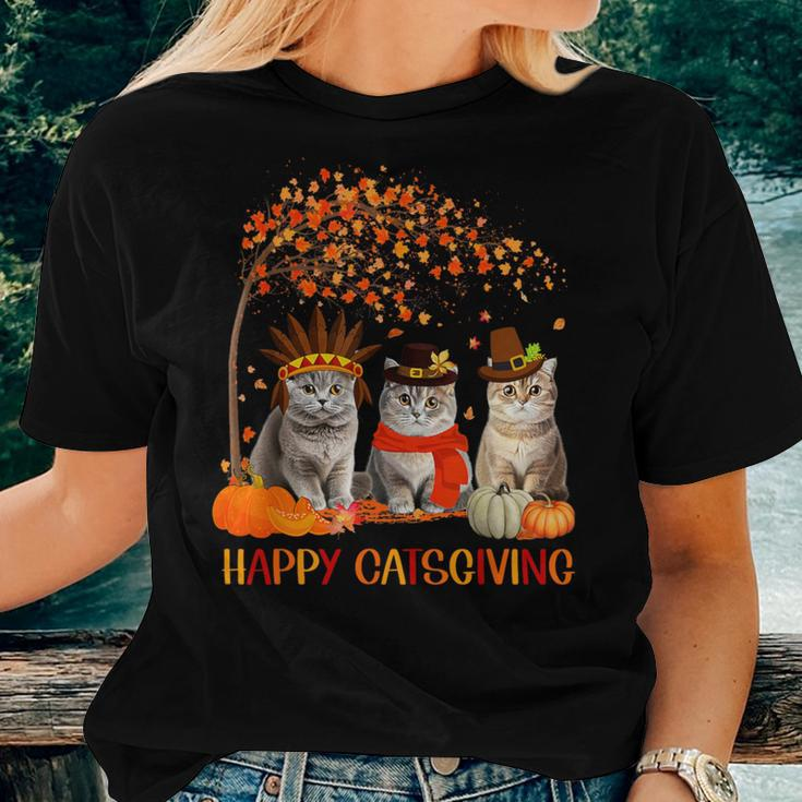 Happy Catsgiving Cute Thanksgiving Cat Lovers Cat Mom Women Women T-shirt Gifts for Her