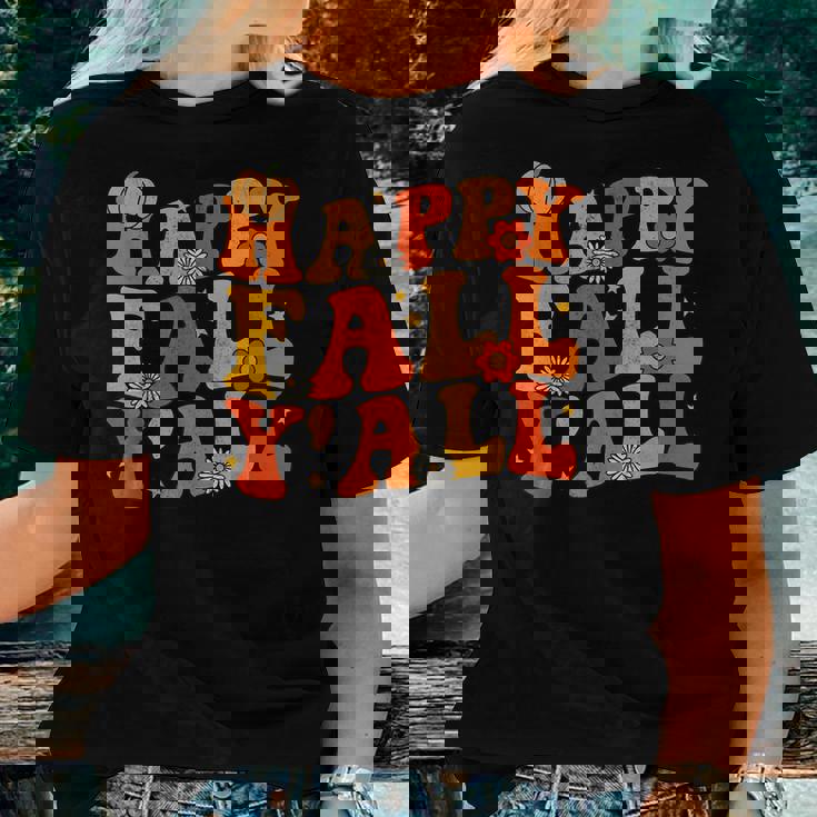 Happy Fall Yall Squad Groovy Fall Autumn And Halloween Halloween Women T-shirt Gifts for Her