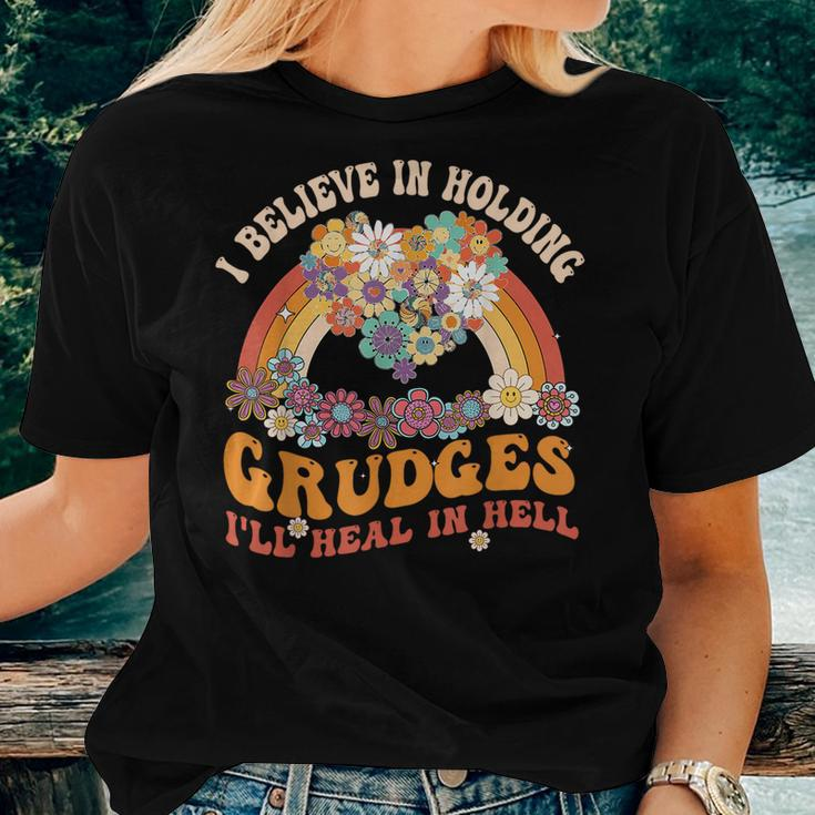 Heart Rainbow I Believe In Holding Grudges I'll Heal In Hell Women T-shirt Gifts for Her