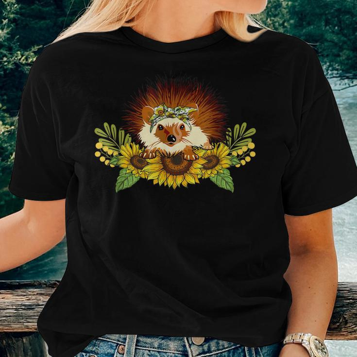 Hedgehog Sunflower Hedgehog Lover Women T-shirt Gifts for Her