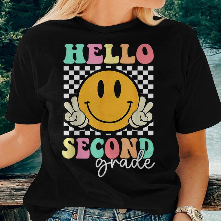 Hello Second Grade Groovy Retro First Day Back To School Women T-shirt Gifts for Her
