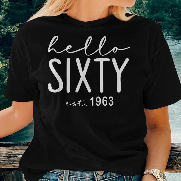 Hello Sixty Est 1963 Hello 60 Heart 60Th Birthday Women T-shirt Gifts for Her