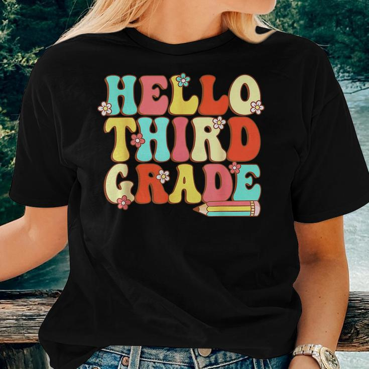 Hello Third Grade Retro Groovy 3Rd Grade Back To School 3Rd Grade Women T-shirt Gifts for Her