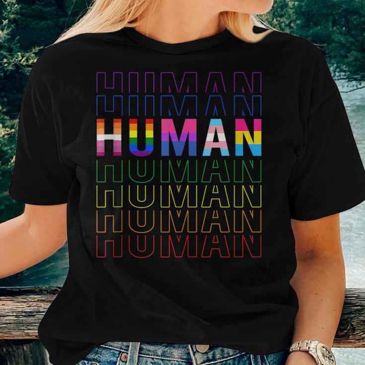 Human Lgbt Month Gay Pride Rainbow Transgender Lesbian Women T-shirt Gifts for Her