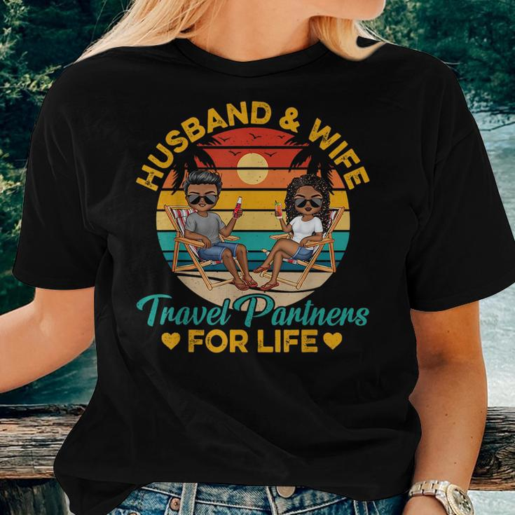 Husband-Wife Travel Partners For Life Beach Summer Dark Women T-shirt Gifts for Her
