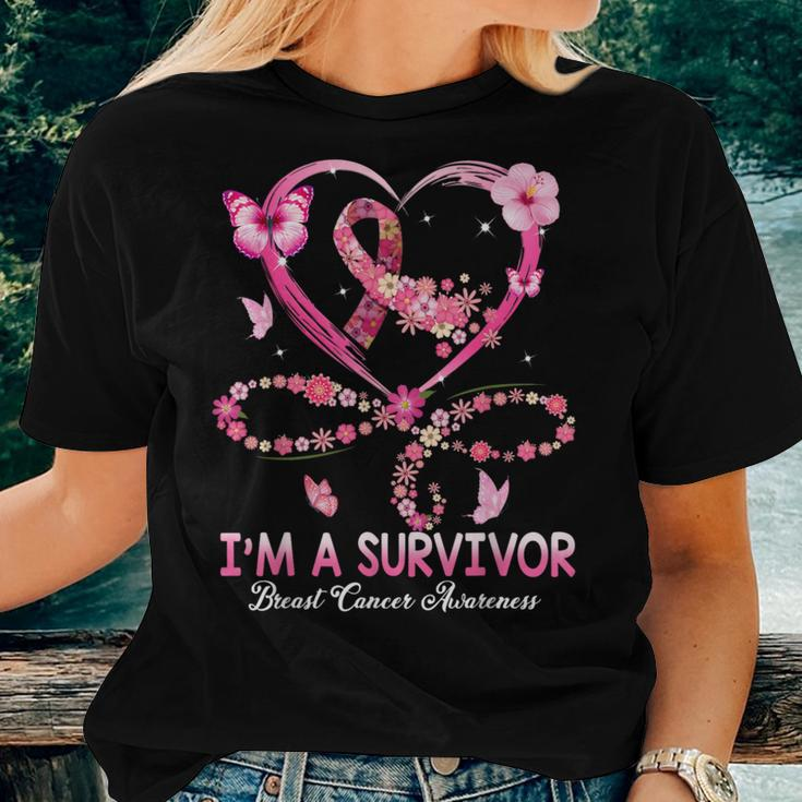 I'm A Survivor Breast Cancer Awareness Pink Ribbon Flower Women T-shirt Gifts for Her