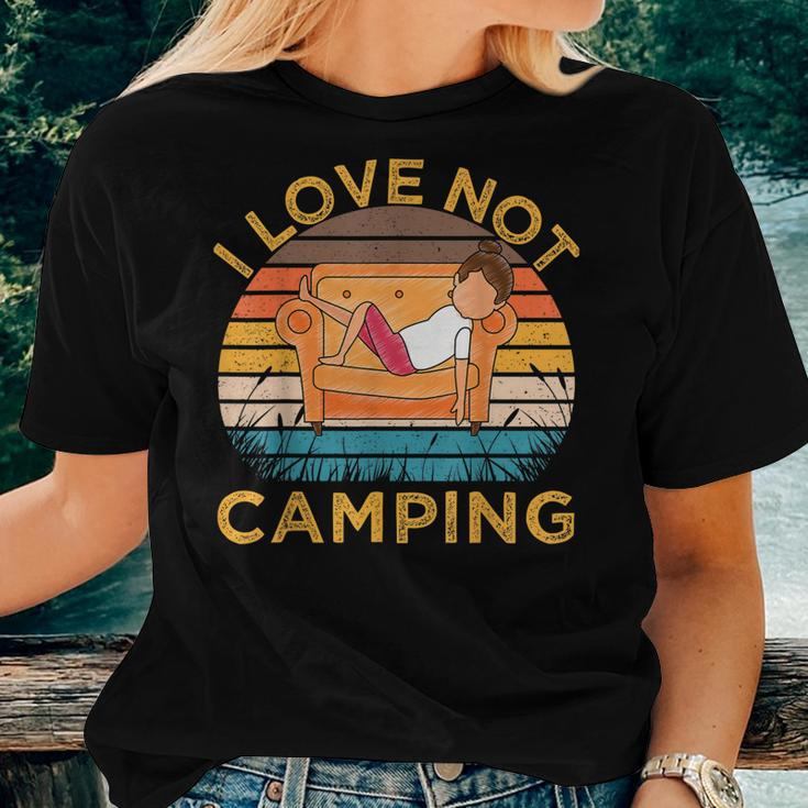Indoorsy Girls I Love Not Camping Vintage Homebody Mom Girl Women T-shirt Gifts for Her