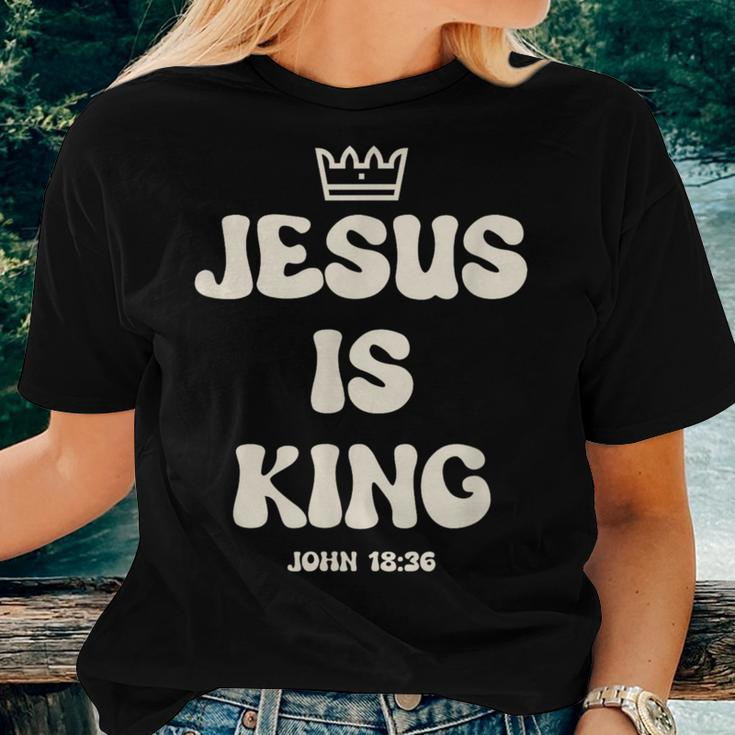 Jesus Is King Crowned King Seated On The Throne Bible Verse Women T-shirt Gifts for Her