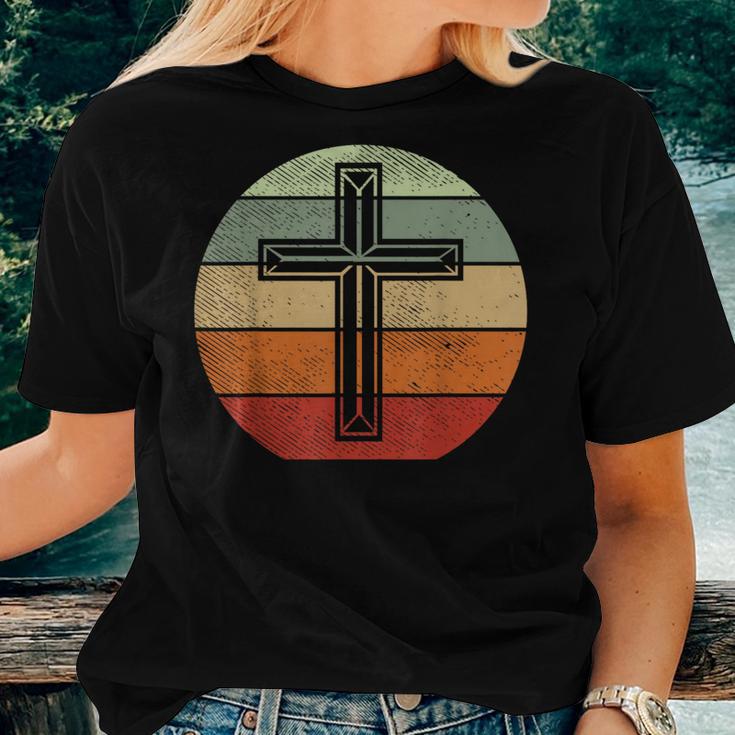 Jesus Retro Cross Christ God Faith Religious Christian Faith Women T ...