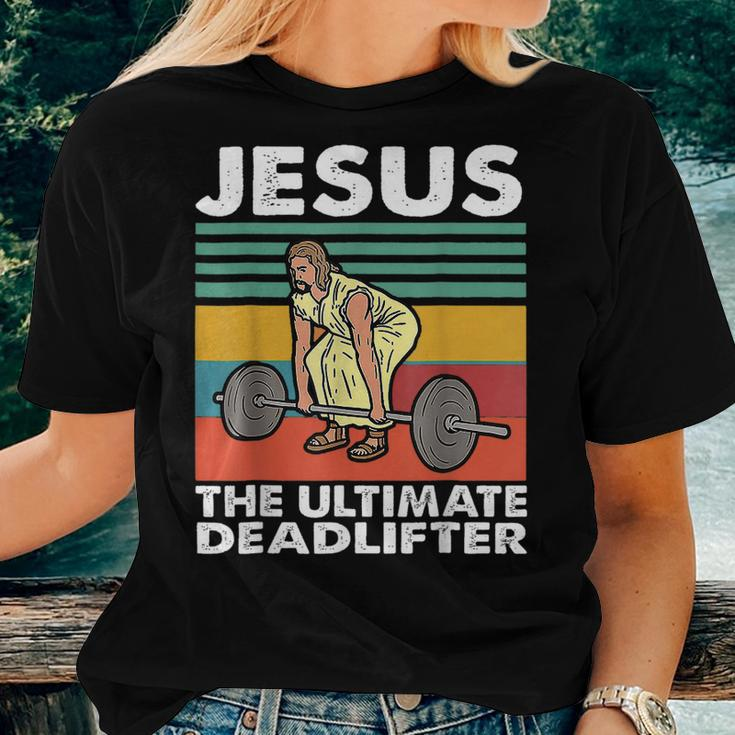 Jesus The Ultimate Deadlifter Funny Jesus Lifting Gym Women T-shirt Short Sleeve Graphic Gifts for Her