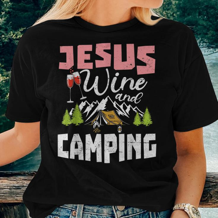 Jesus Wine And Camping For Women Mom Girl Women T-shirt Gifts for Her