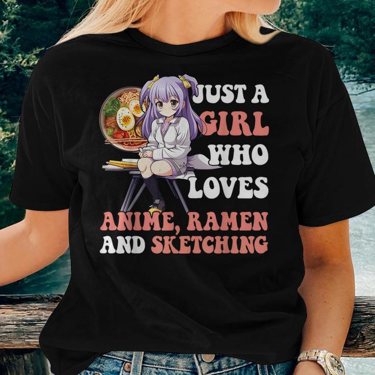 Just A Girl Who Loves Anime Ramen And Sketching Women T-shirt Gifts for Her