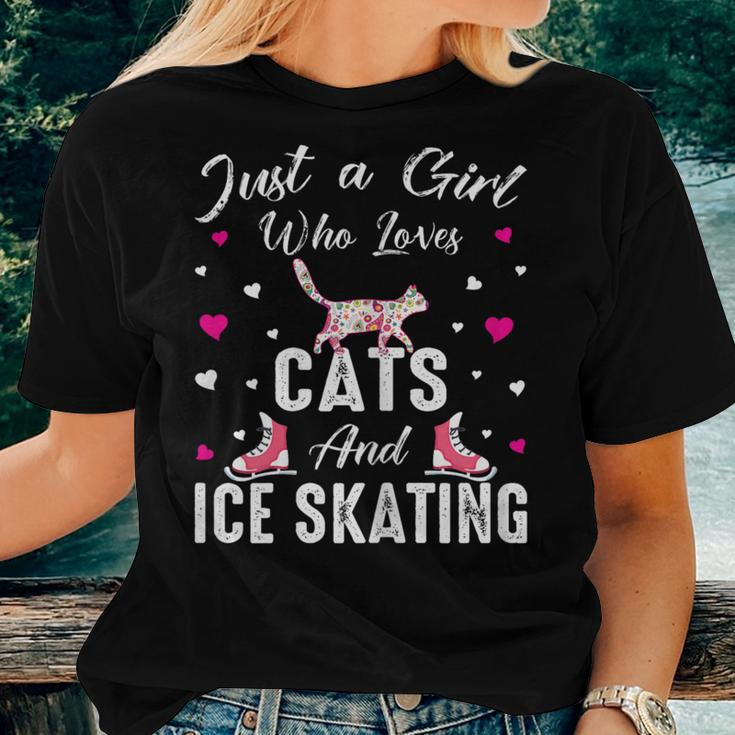 Just A Girl Who Loves Cats And Ice Skating Skate Girl Women T-shirt Gifts for Her