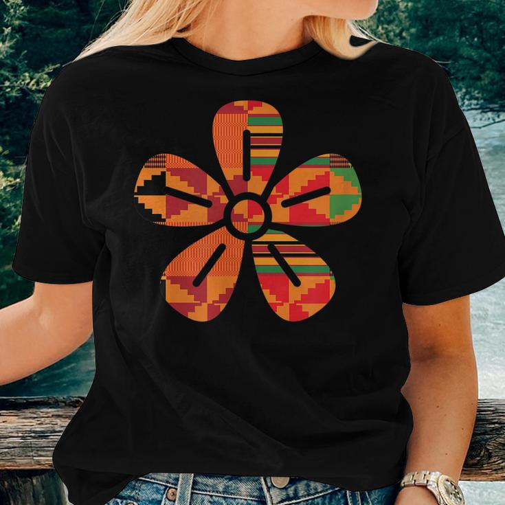 Kente Ghana Style Flower 10 African Pattern Floral Women T-shirt Gifts for Her