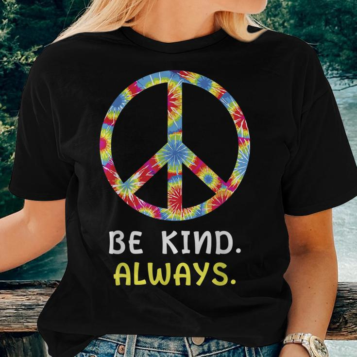Be Kind Always Kindness Tie Dye Peace Sign Vintage Retro Women T-shirt Gifts for Her
