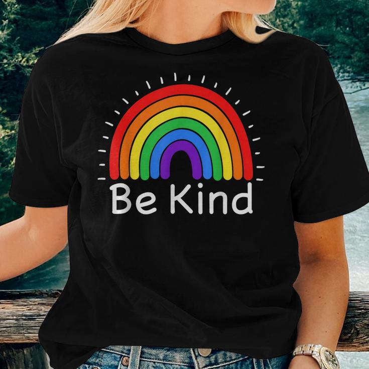 Be Kind Pride Lgbtq Gay Lgbt Ally Rainbow Flag Retro Galaxy Women T-shirt Gifts for Her